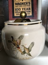 Vintage Halls Humidor w Pheasants in flight