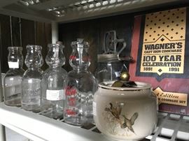 Antq Milk Bottles w creamer spoons( Spriggs, Puritan, White Bros, Hillcrest) Halls Humidor