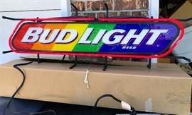 28" NEON BUDWEISER LIGHT TAKEN OUT OF PACKING/ORIG BOX HAS STAND & CHAIN TO HANG