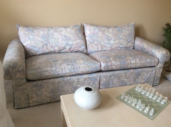 Pastel floral roll arm sofa