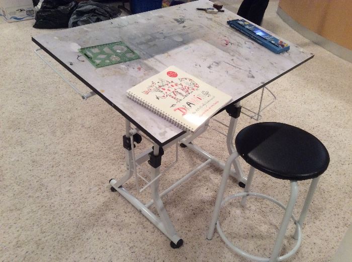 Drafting table with matching stool 