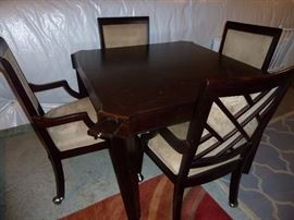 Card/game table with chairs on casters