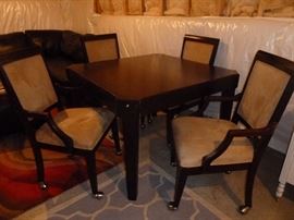 Card/game table with chairs on casters