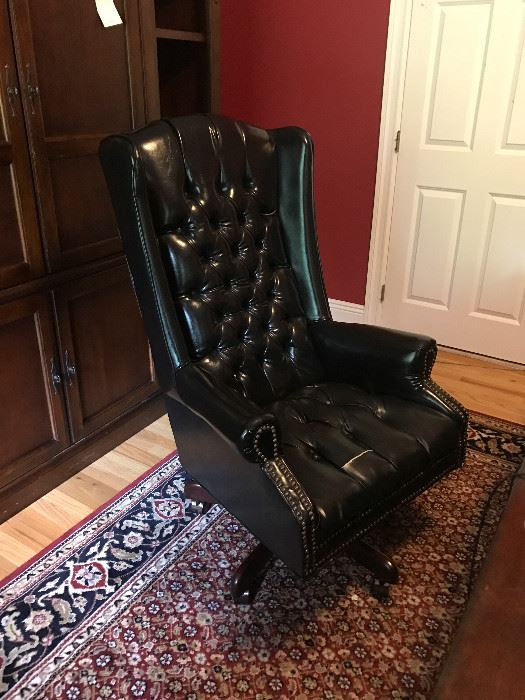 Leather Executive Desk Chair Furniture  Once and Again Consignment  Madison Montville NJ