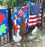 Tons of holiday banners!  And garden ornaments too!