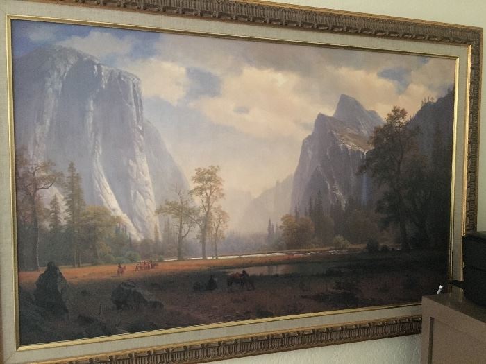 Albert Bierstadt print "Looking Up the Yosemite Valley" 1863. 