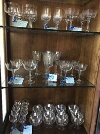 Classic etched and cut glass stemware and icers for your seafood cocktail!