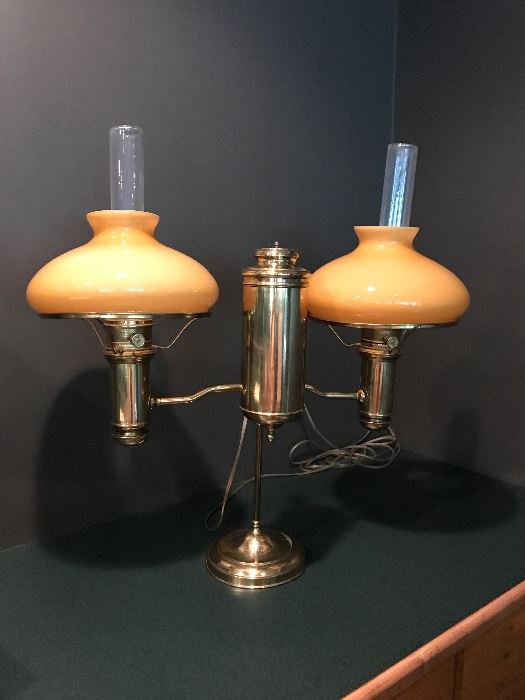 Antique double student oil lamp. Stunning