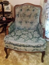 French country blue brocade chairs (2)