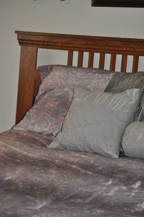 Queen Bed Complete - newer box spring and mattress, queen linens available for sale as well