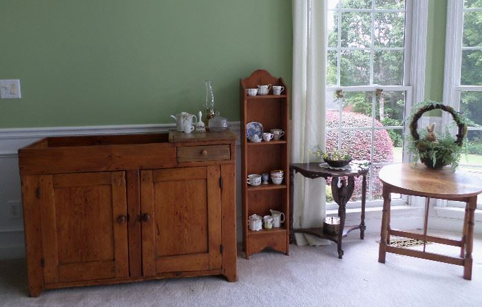 Antique Dry Sink, Display Shelf, Pretty Side Tables