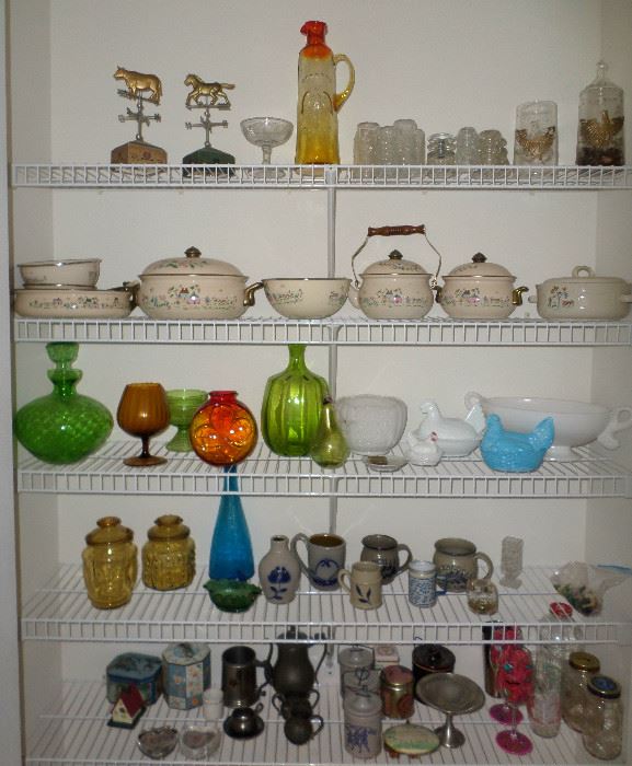 lots of nice pottery & some great Blenko Glass pieces