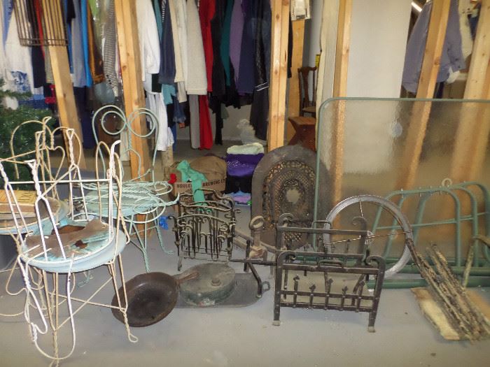 set of nice vintage ice cream parlor chairs & great old cast iron pieces. The ice cream parlor chairs have been sold, but many of the cast iron pieces are still available.