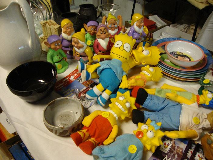Simpson toys; Disney 80s Snow White Dwarfs