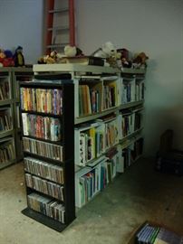 Quantity of books in many genres; CDs and DVDs