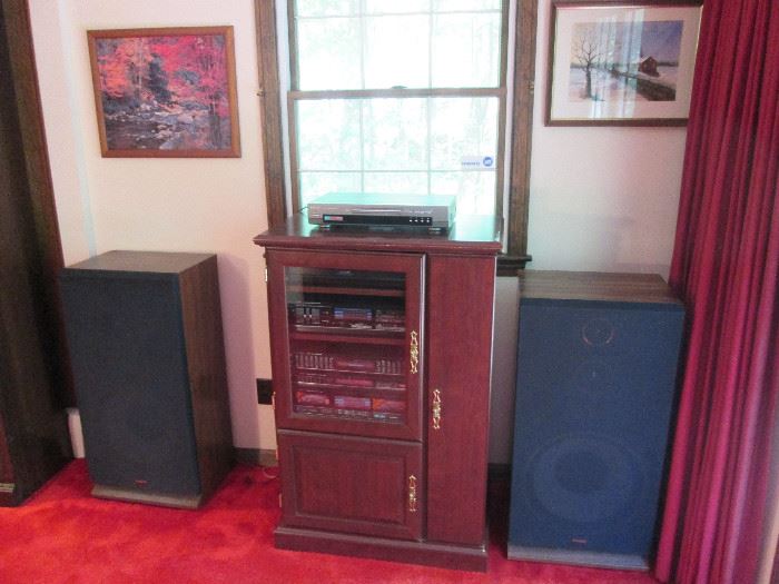 Large Fisher Speakers, Electronic Sound Components, Storage Cabinet