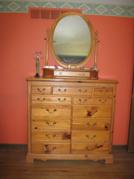 Pine dresser with mirror-$100