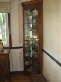 Oak curio cabinet (there are two, to be sold separately)-$75 each