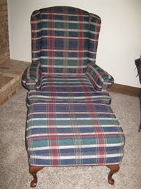 Wing chair with footstool-$75