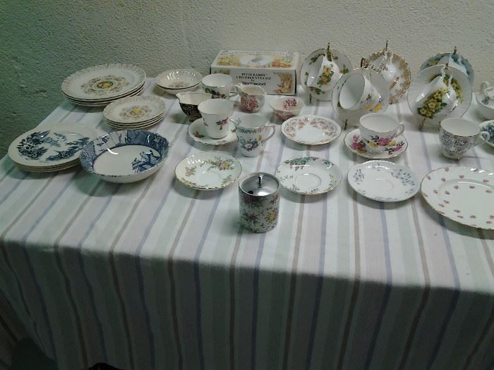 Bone china tea cups and dishes