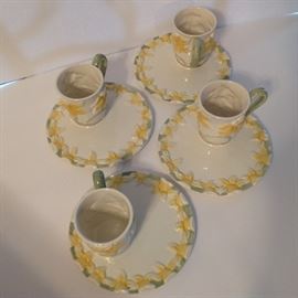 Time to Celebrate; 4 small mugs with plates