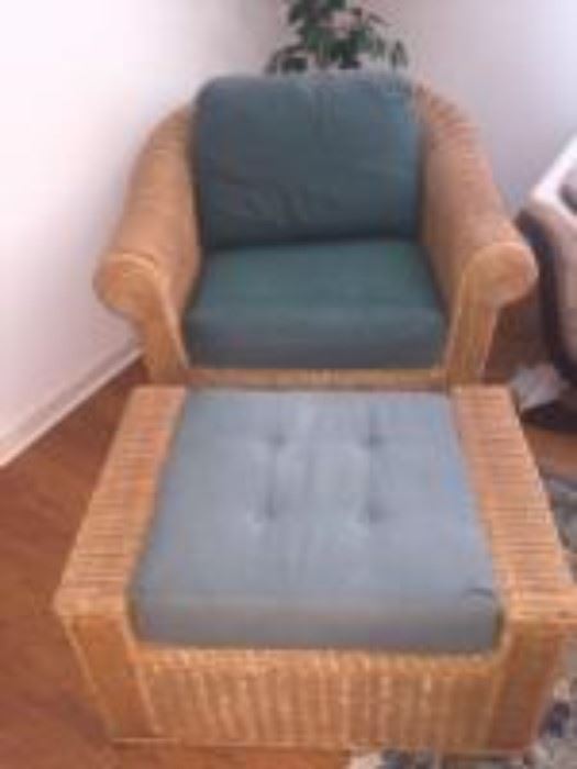 Henry Link wicker chair and ottoman