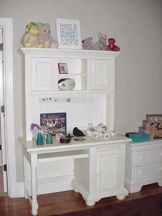 Girl's bookcase/desk, painted all white furniture, by Stanley