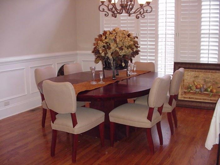 Fabulous dining table and six chairs by Storehouse; huge dried floral arrangement; silk runners; crystal candlesticks