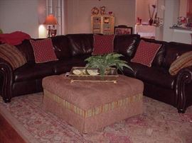 Ottoman; leather sectional; cushions