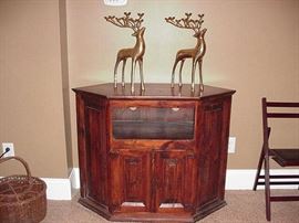 Stereo cabinet; brass reindeer