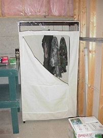 Garment storage; hunting pants; down jacket