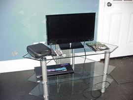 Glass and metal television stand