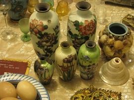 CLOISONEE UNDER GLASS VASES WITH SOME DAMAGES