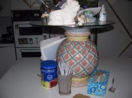 MACKENZI CHILDS TABLE WITH GLASS TOP