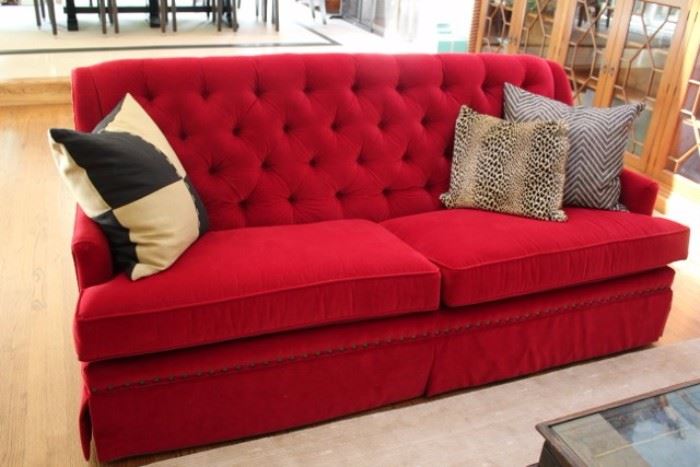 Red Chesterfield Square (Great look) Ottoman and Sofa 