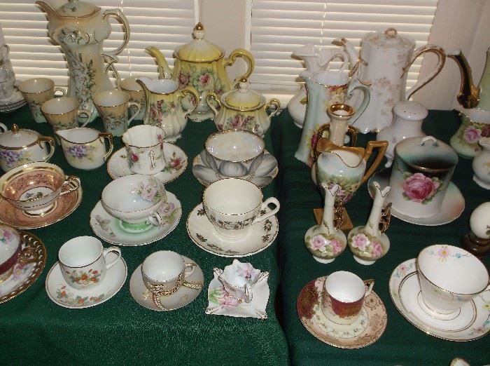 More chocolate pots, teapots, and cups/saucers