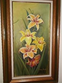 Lilies oil on canvas by Verdie Black, local artist