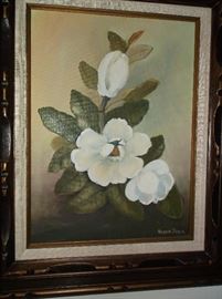 Magnolia oil on canvas by Verdie Black, local artist