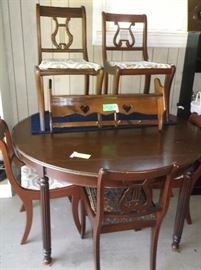 Mahogany DR table and lyre back chairs