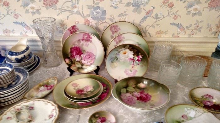 Numerous hand painted  plates.
