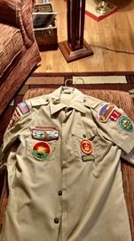 Boy Scout shirts with patches.