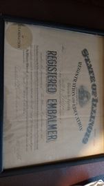 Vintage embalming certificate