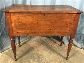 116 - Cherry primitive cherry sugar chest, 39 W, 18 deep, 34 T., ca. 1840
