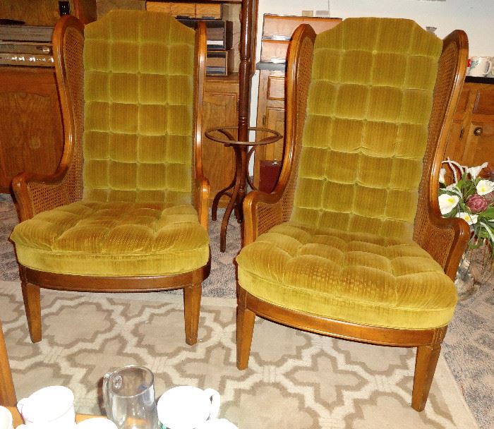 Pair of chairs with caned sides