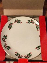 Christmas Holly Fine Porcelain plates - entire set including many serving pieces