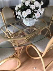 Rattan dining table and chairs