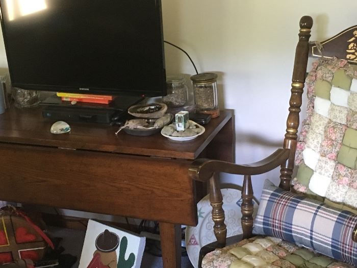 Great antique table plus TV and misx