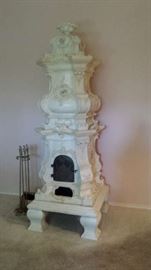 Cast iron stove straight out of a story book. Continental of course.