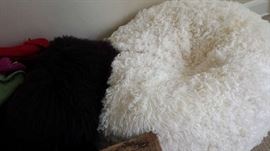 Icelandic sheepskin brown pillow and puff chair (similar to a beanbag chair......lush and snuggly)
