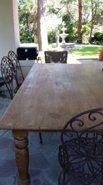 Harvest table, iron chairs from Mexico